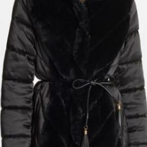 Black Karl Lagerfeld faux fur jacket with hood